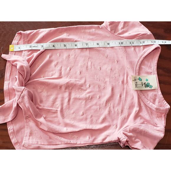 Lily Bleu Pink Unicorn Front Tie Short Sleeved Shirt - Size 3T - Picture 5 of 6